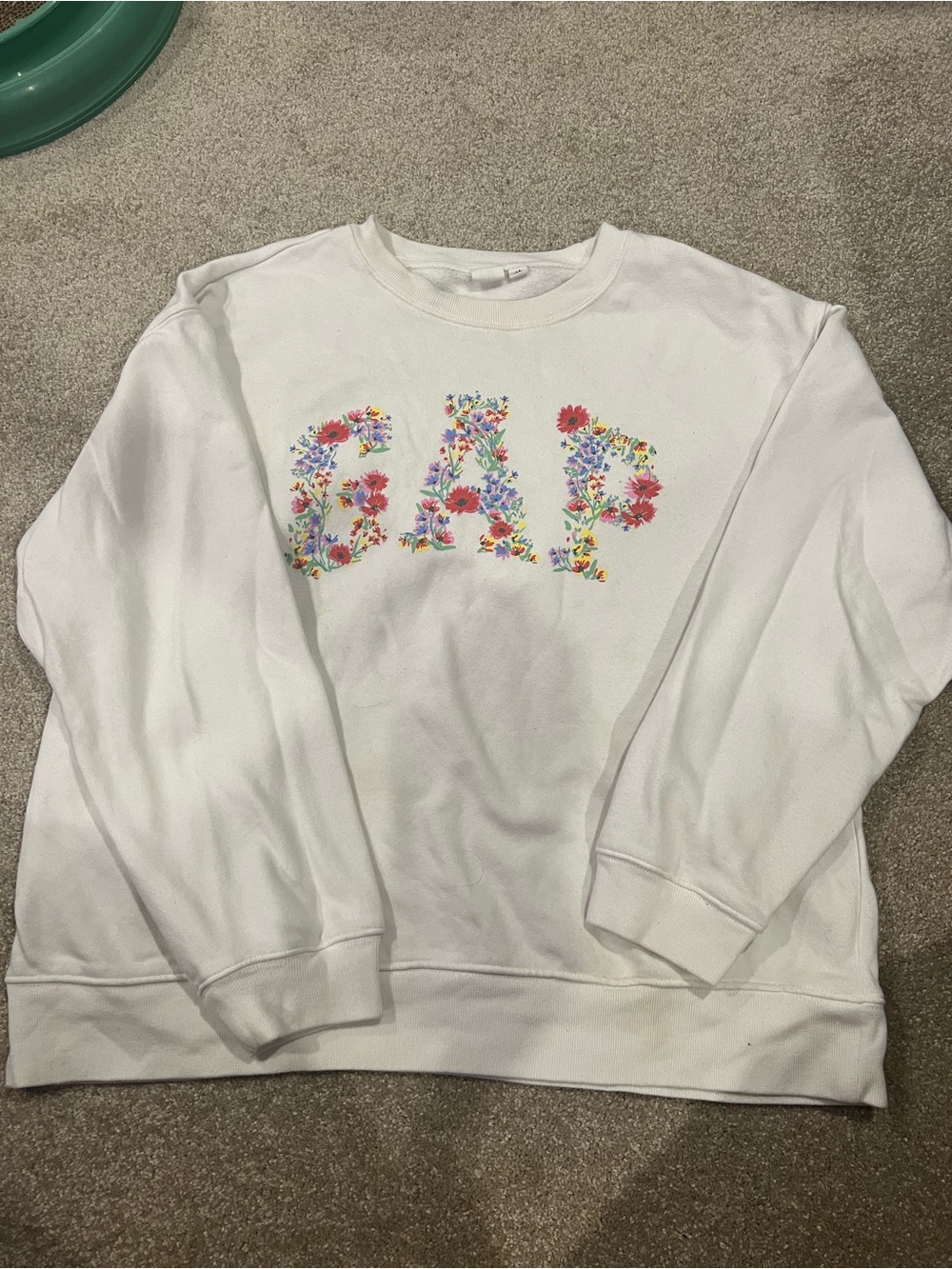 GAP Crewneck Sweatshirt with Multicolor Floral Lettering